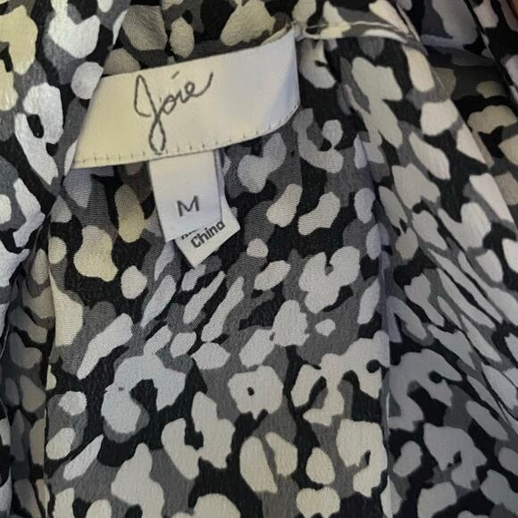 Joie Naya B Silk Halter Blouse in Caviar Women's M Leopard Print Gray Black - Picture 6 of 7